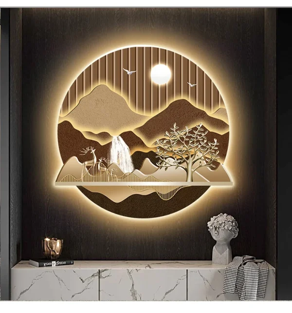 modern luxury living room decorative led light painting with stunning scenery still life luminous wall art