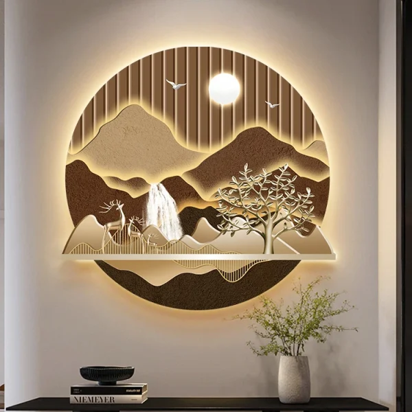 modern luxury living room decorative led light painting with stunning scenery still life luminous wall art