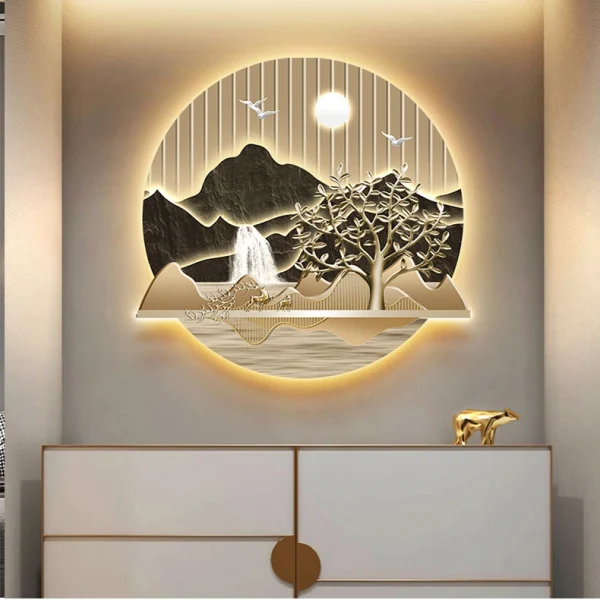 modern luxury living room decorative led light painting with stunning scenery still life luminous wall art