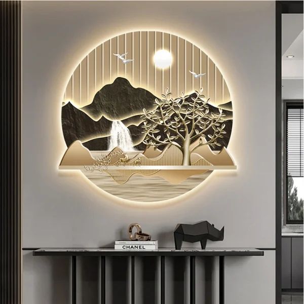 modern luxury living room decorative led light painting with stunning scenery still life luminous wall art